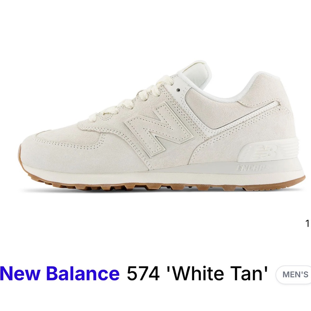 New Balance 574 White/Tan Men’s 8/Women’s 9.5